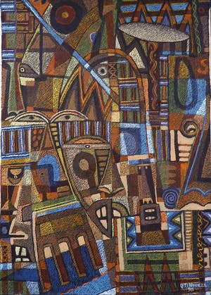 Uti Ndueze - Acryl op doek, Shrine Keepers kopen? Bied vanaf 100!