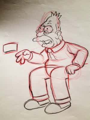 Matt Groening - originele productie tekening, The Simpsons, Abraham Grandpa Simpson verkocht voor € 60!