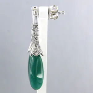 14k gouden oorhangers met chalcedoon en single cut geslepen diamant tot. 0.32ct kopen? Bied vanaf 460!