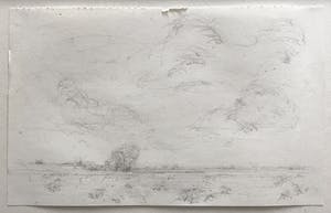 Willem den Ouden - Vier tekeningen in passe-partout, Rivierlandschapjes kopen? Bied vanaf 140!