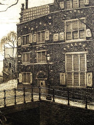 Johannes Josseaud - Zeldzame Amsterdam Ets "Binnengasthuis Oudezijds Achterburgwal" gesigneerd kopen? Bied vanaf 1!