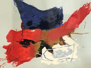 Arty Grimm - Abstracte compositie - Zeefdruk, Ingelijst (Groot) verkocht voor € 120!