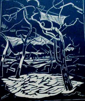 Herman Bieling - Houtsnede: Voor Kees van Herman - Renkum - 1921 verkocht voor € 55!