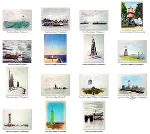 Frans Room - Lot van 15 originele tekeningen - Bakens en boeien Noord-Holland en IJsselmeer verkocht voor € 150!