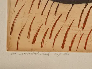 Wim Worm - Grote unica/eigen druk kleuren Ets & aquatint "een vuilnisbak" gesigneerd kopen? Bied vanaf 20!