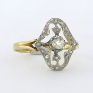 Goud met platina ring met bolsjewiek en roos geslepen diamant 0.20 ct - rm 19 kopen? Bied vanaf 260!