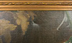 Niet of onleesbaar gesigneerd - Olieverf op doek, Stilleven met bloemen en peer - Ingelijst kopen? Bied vanaf 1!