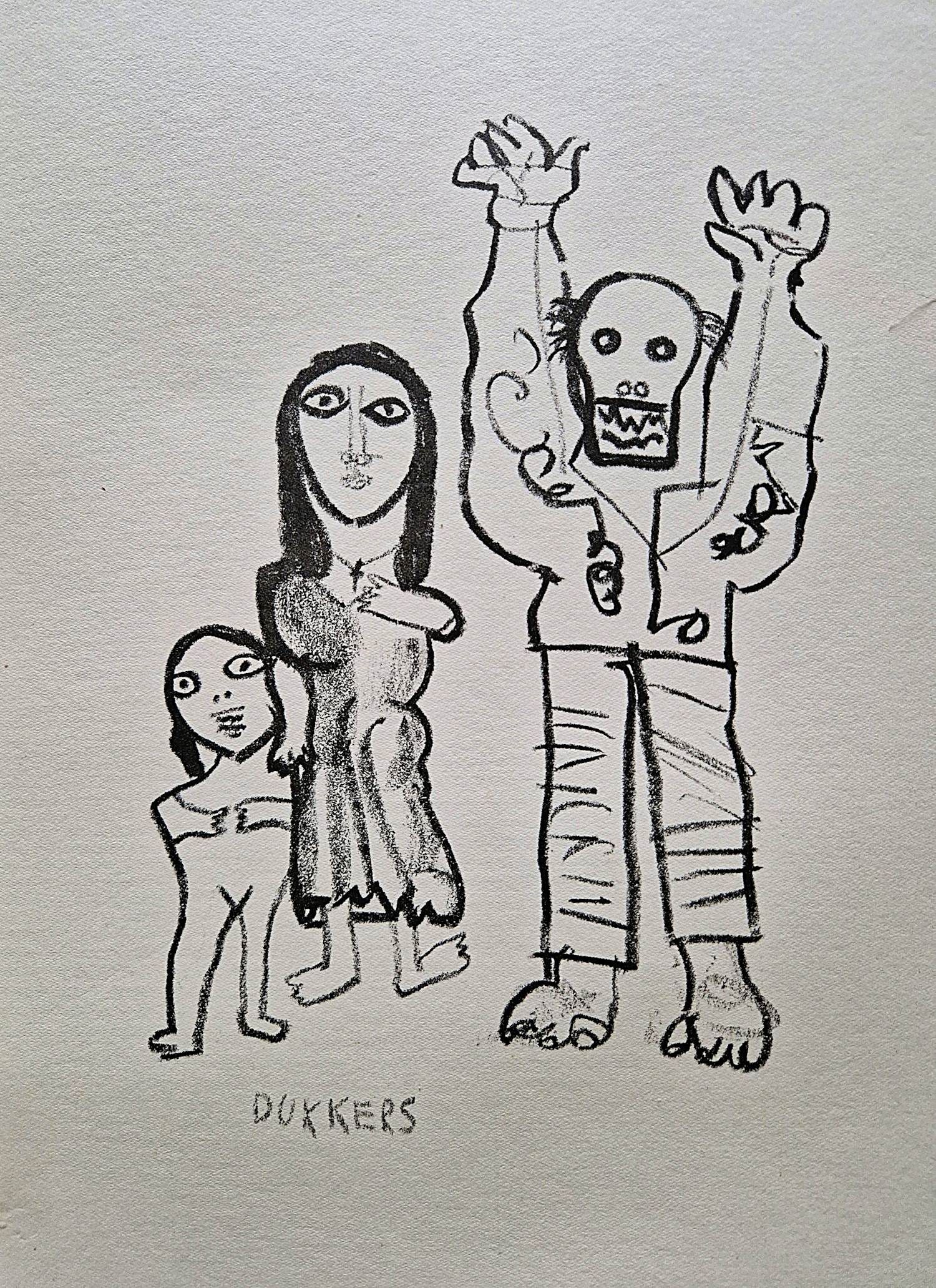 Buy Ed Dukkers - Twee monochrome jaren 60 Litho's "Zandvoort en Familie" potloodgesigneerd? Bid from 37!