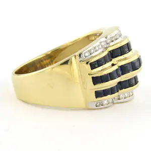 18k gouden ring met saffier en briljant geslepen diamant tot. 0.20ct kopen? Bied vanaf 1000!