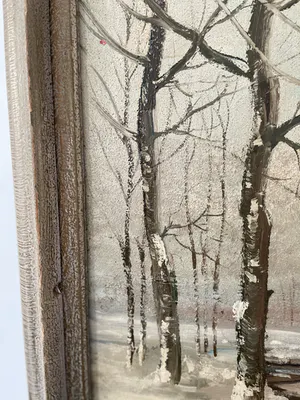 Simon Kramer - Winterlandschap met een berken en water kopen? Bied vanaf 150!