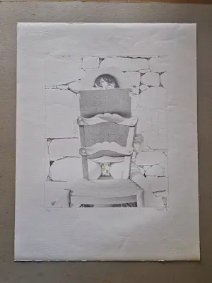 Teun Nijkamp - Grote kleuren zeefdruk "tekenen in de tuin" - beperkte oplage (120) kopen? Bied vanaf 43!