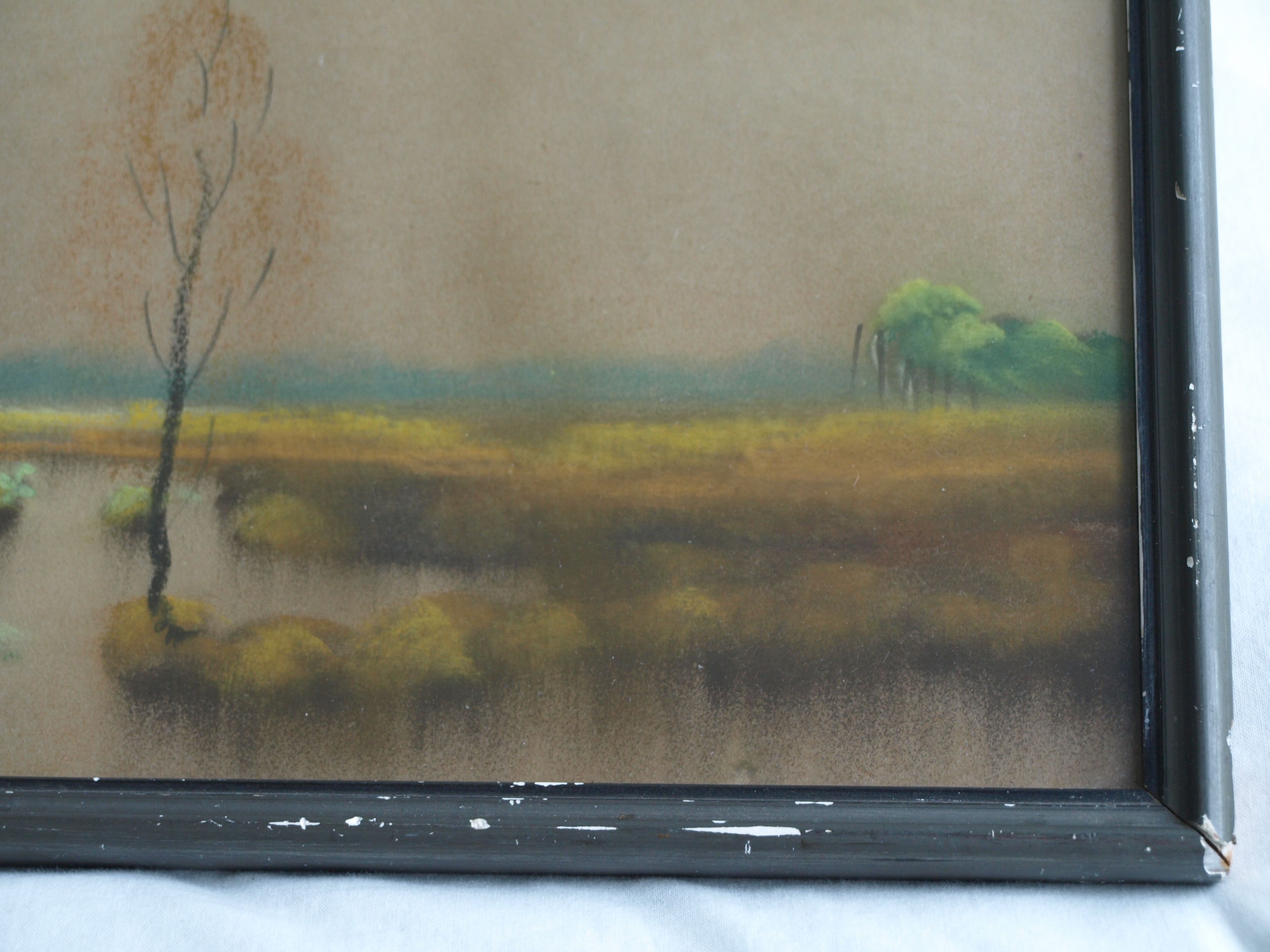 Niet of onleesbaar gesigneerd - Pasteltekening , Watergezicht – gesigneerd & ingelijst  kopen? Bied vanaf 1!