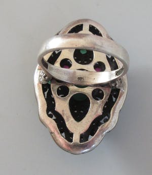 Niet of onleesbaar gesigneerd - Zilveren (925) Afghaanse Kuchi Halsketting met hanger en twee ringen kopen? Bied vanaf 1!