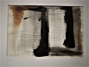 Ad van Turnhout - Intrigerend 1988 Abstract Sepia Aquarel "City Scape" gesigneerd kopen? Bied vanaf 20!