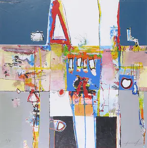 Kantcho Kanev - Zeefdruk, Abstracte compositie - Ingelijst kopen? Bied vanaf 50!