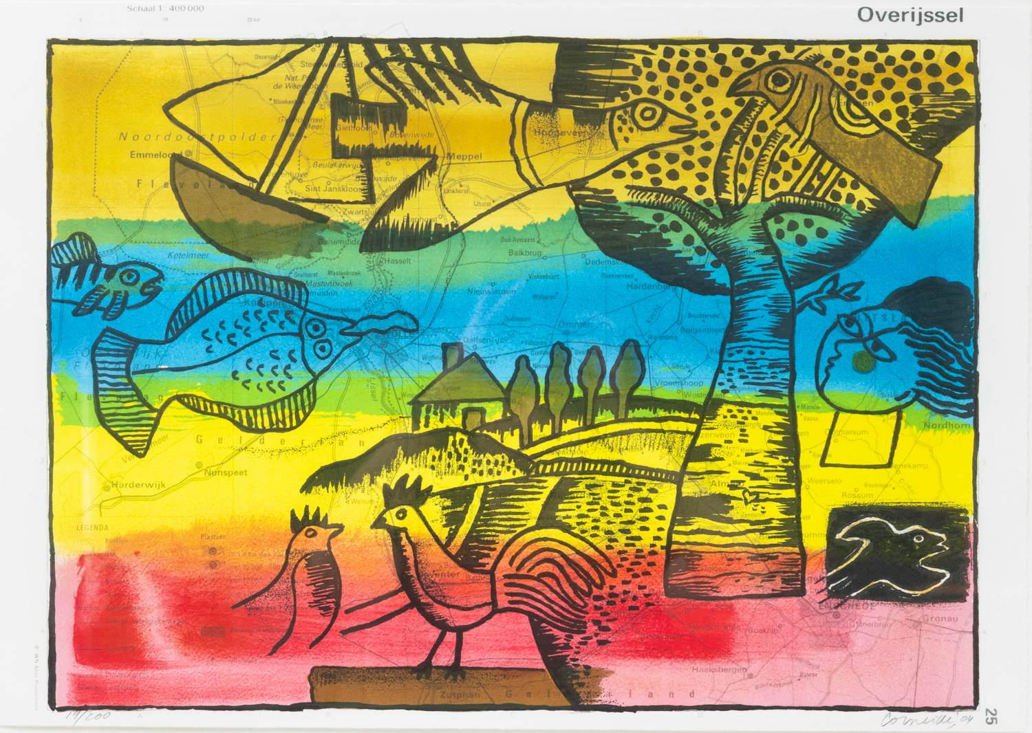 Corneille - Kleurenzeefdruk Overijssel Handgesign. verkocht voor € 275!