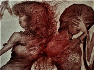 Karel Demel - Tsjechisch magisch Realist - gesigneerde Litho "de Verleiding" - oplage 130 kopen? Bied vanaf 10!