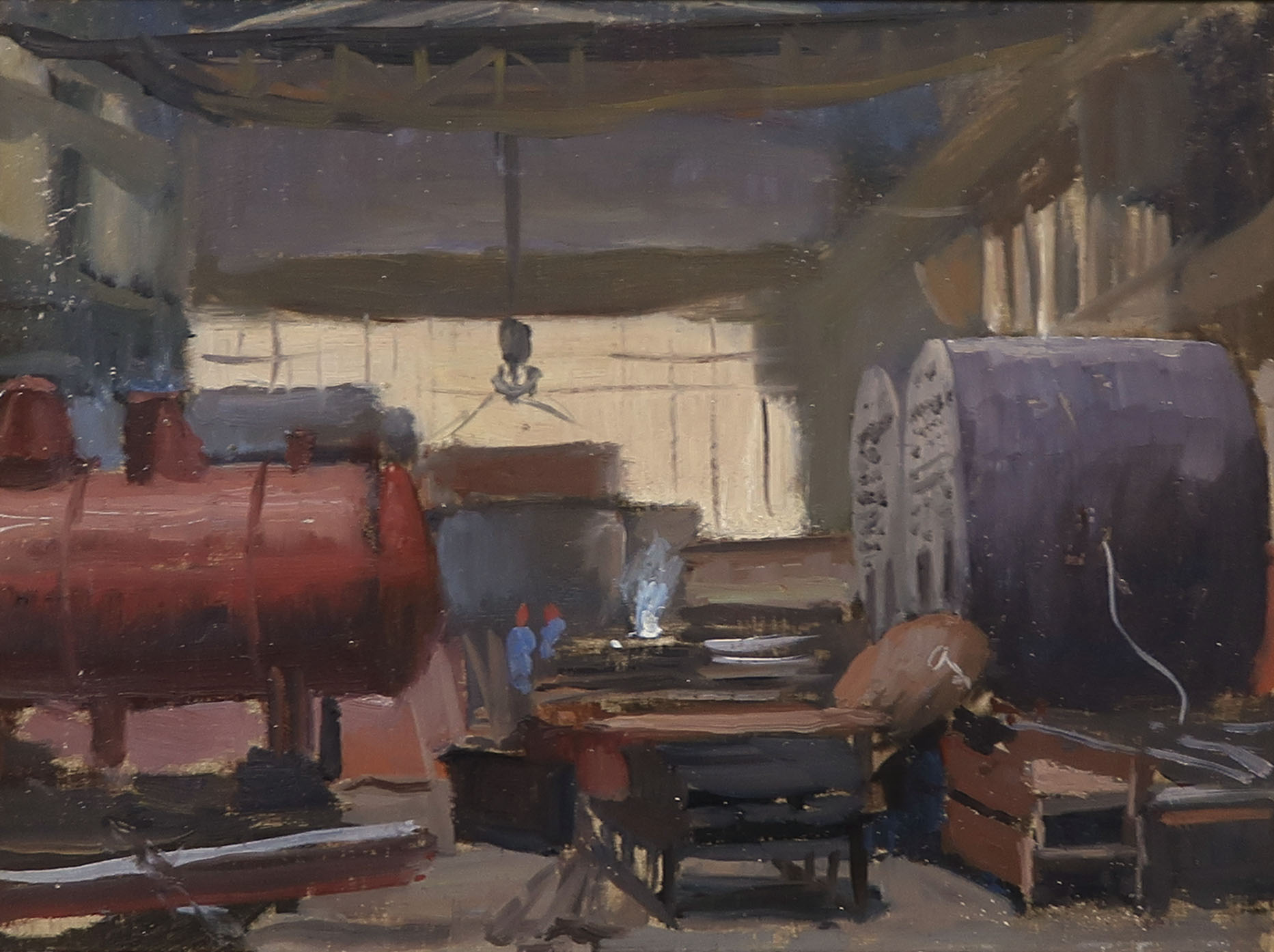 Jan Eversen - Olieverf op paneel, Studie Gieterij Stork Hengelo - Ingelijst kopen? Bied vanaf 150!