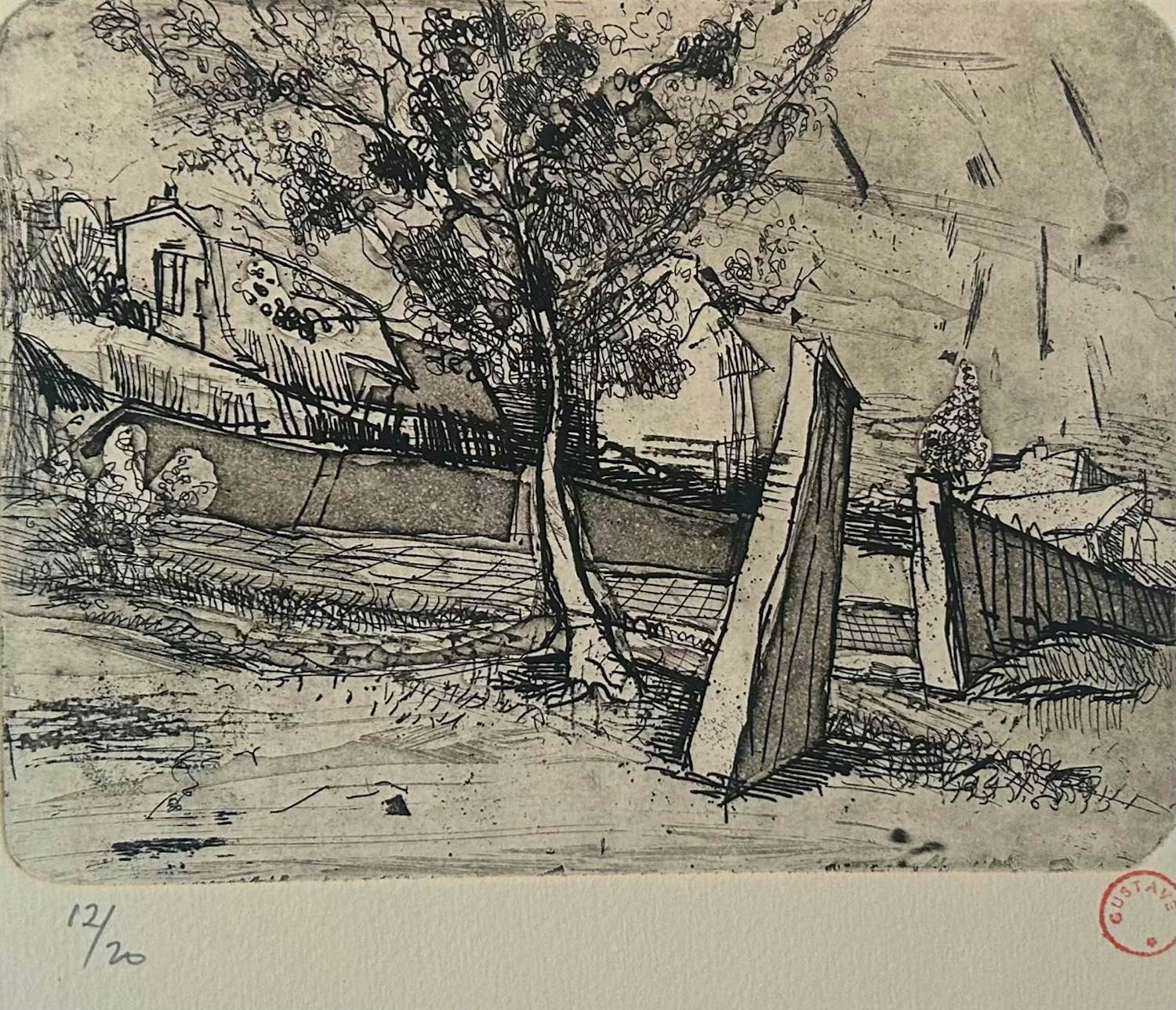 Gustave Asselbergs - Ets (tuin met muur) kopen? Bied vanaf 60!