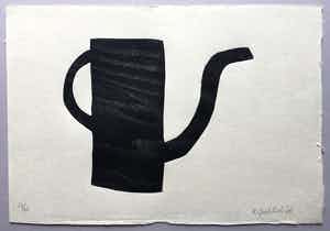 Klaas Gubbels - houtdruk 'Zwarte kan ’ - 2006 - oplage 30 verkocht voor € 375!