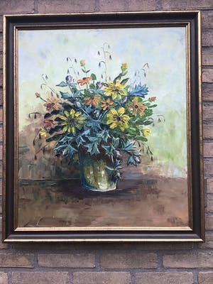 Niet of onleesbaar gesigneerd - Pot met bloemen kopen? Bied vanaf 1!