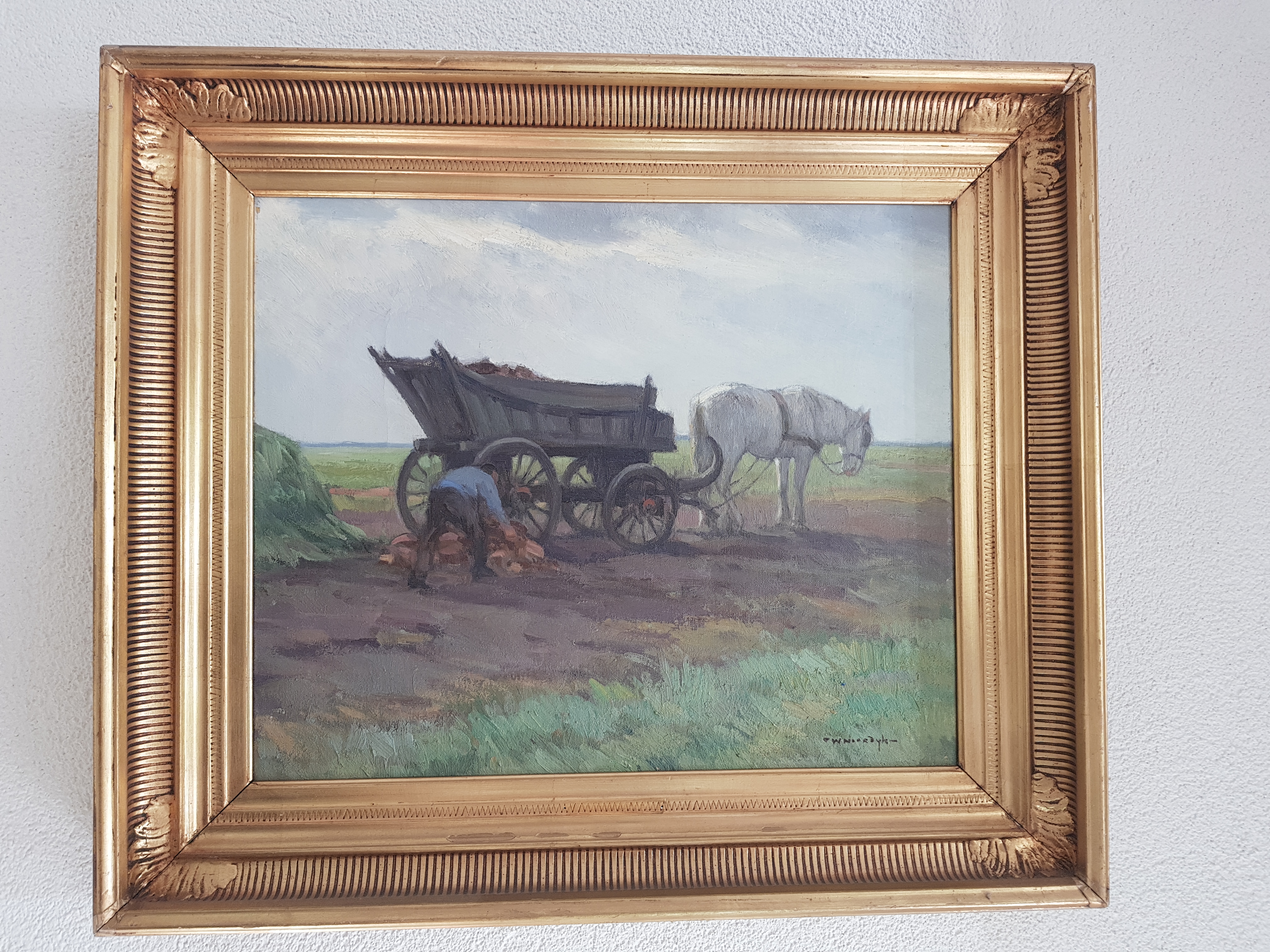 Willem Frederik Noordijk - Boer met paard op het land. verkocht voor € 260!