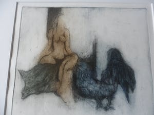 Sam Parabirsingh - Ets. Titel, "Vrouw en Haan". kopen? Bied vanaf 30!