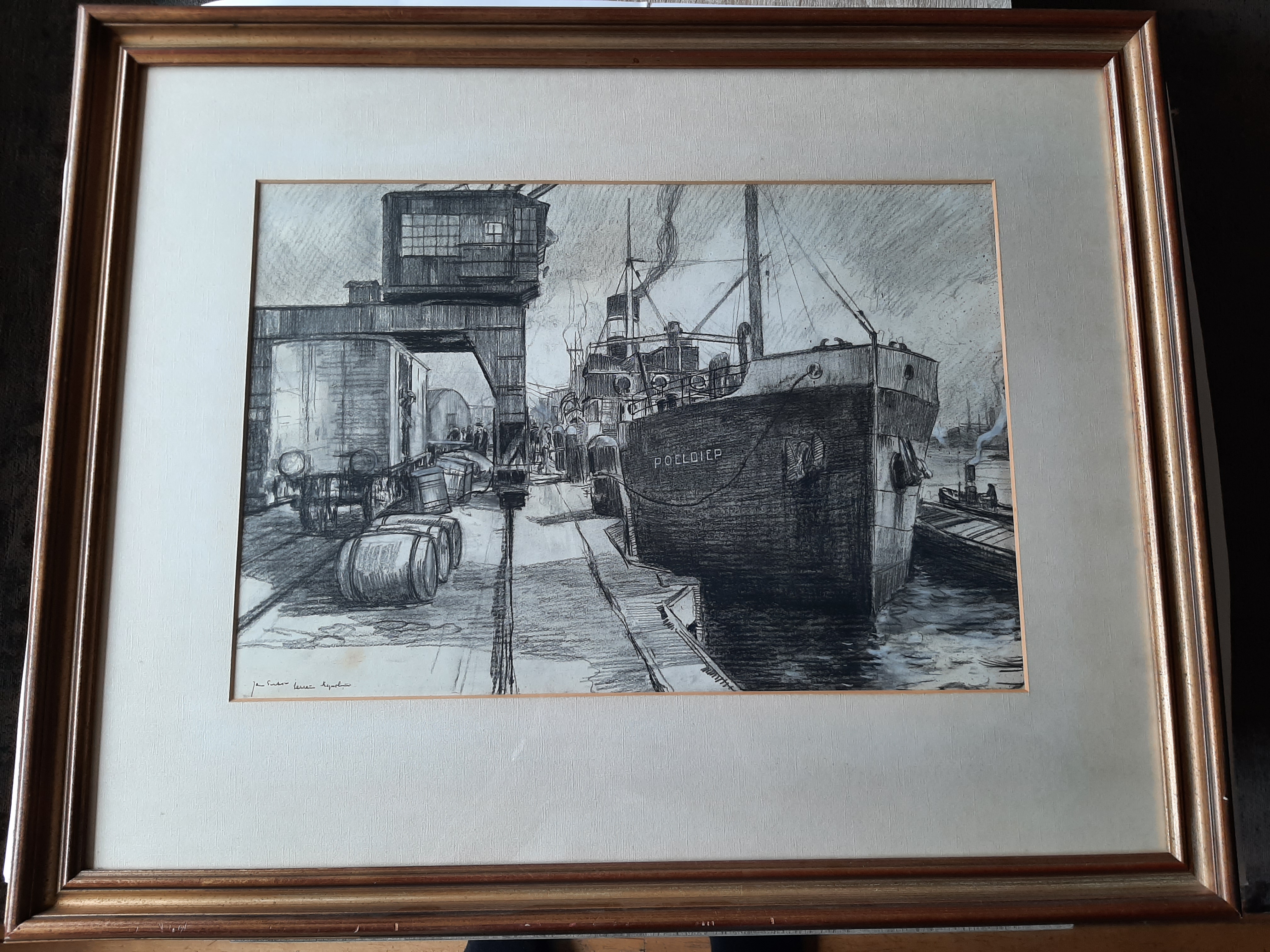 Buy Jan Sirks - Potlood tekening, Haven? Bid from 60!