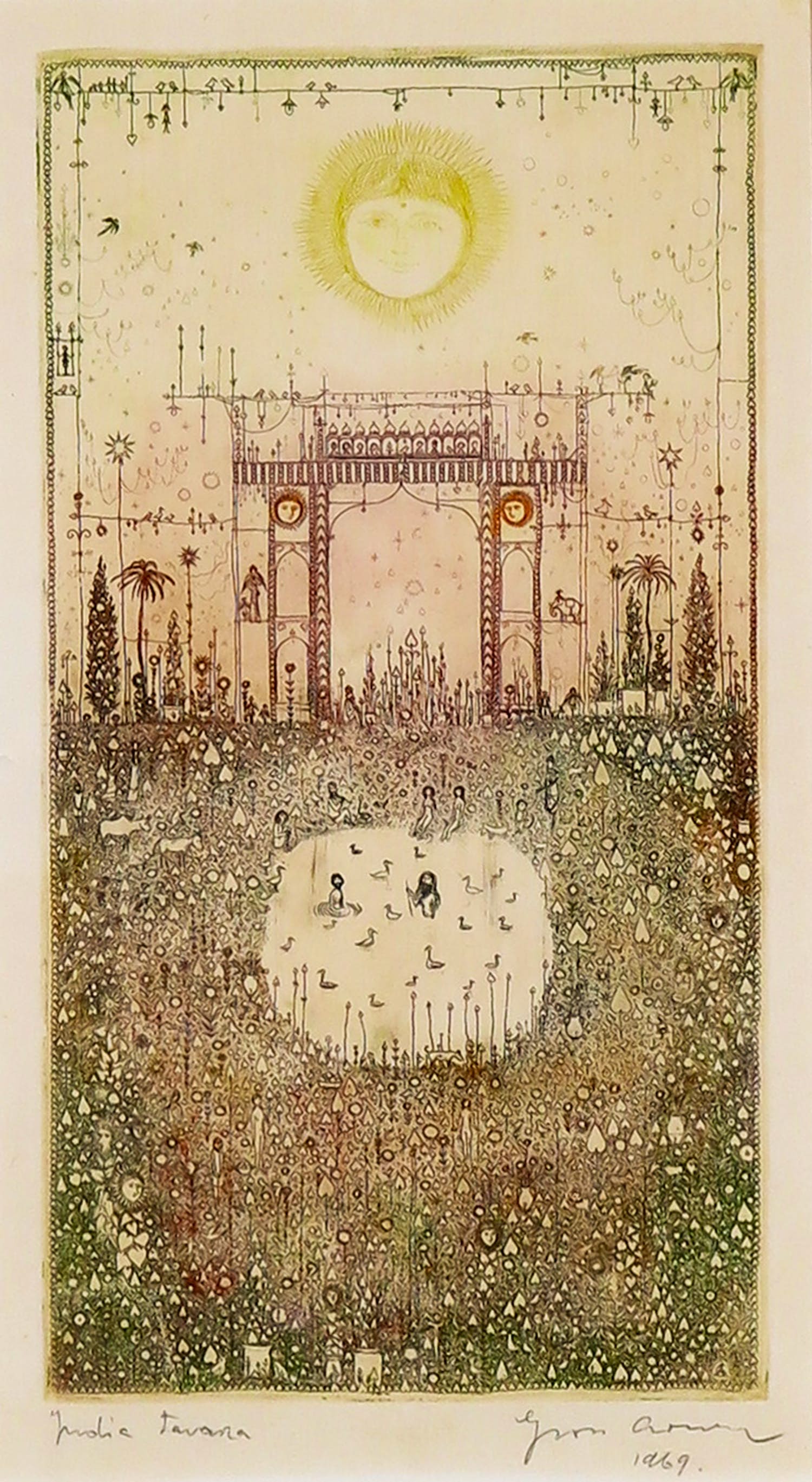 Arnold Gross - Ets en aquatint, Vijver - Ingelijst verkocht voor € 300!