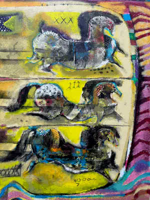 Astrid Engels - handgesigneerde zeefdruk | 'zonder titel' | 1993 kopen? Bied vanaf 20!