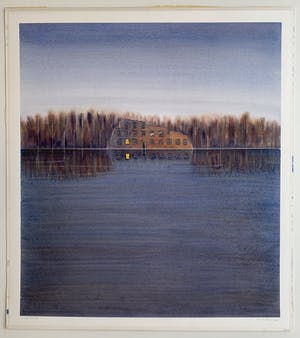 Willem de Vries - Aquarel - 'De ruïne' - 2001 (Uniek werk) kopen? Bied vanaf 95!
