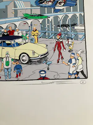 Cees Heuvel - Ingelijste zeefdruk , Citroën DS , Cartoon – Lijst, 101 x 71 cm. kopen? Bied vanaf 70!