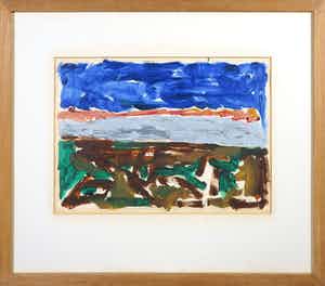 Jelis van Dolderen - Olieverf op papier, Zonder titel - Ingelijst verkocht voor € 50!