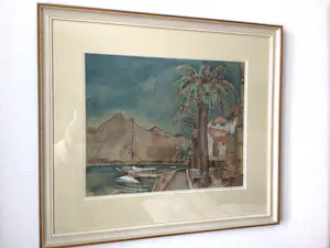 Germ de Jong - "Kustplaats Zuid-Frankrijk" - 1957 - Gem. Techn. - Ingelijst - Zeer goed kopen? Bied vanaf 400!