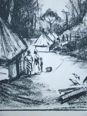 Henri Kerels - Dorp Katanga - 1932 - Originele lithografie - Gesigneerd kopen? Bied vanaf 100!