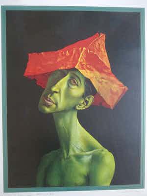 Rudolf Hausner - Litho "Trauriger Eropaer" verkocht voor € 80!