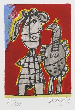 Corneille - Zeefdruk, Hommage aan Anton Rooskens - Ingelijst kopen? Bied vanaf 120!