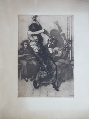 Frans Hogerwaard - Spaanse Flamencodanseres - Ets kopen? Bied vanaf 90!