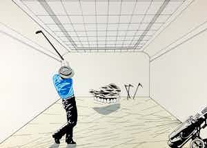 Hans Wap - kleurenzeefdruk - 'Dental golf' - 1980 verkocht voor € 70!