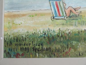 Niet of onleesbaar gesigneerd - Olieverf op paneel , “Strand Muiderberg” – gesigneerd & ingelijst - 1989 kopen? Bied vanaf 10!