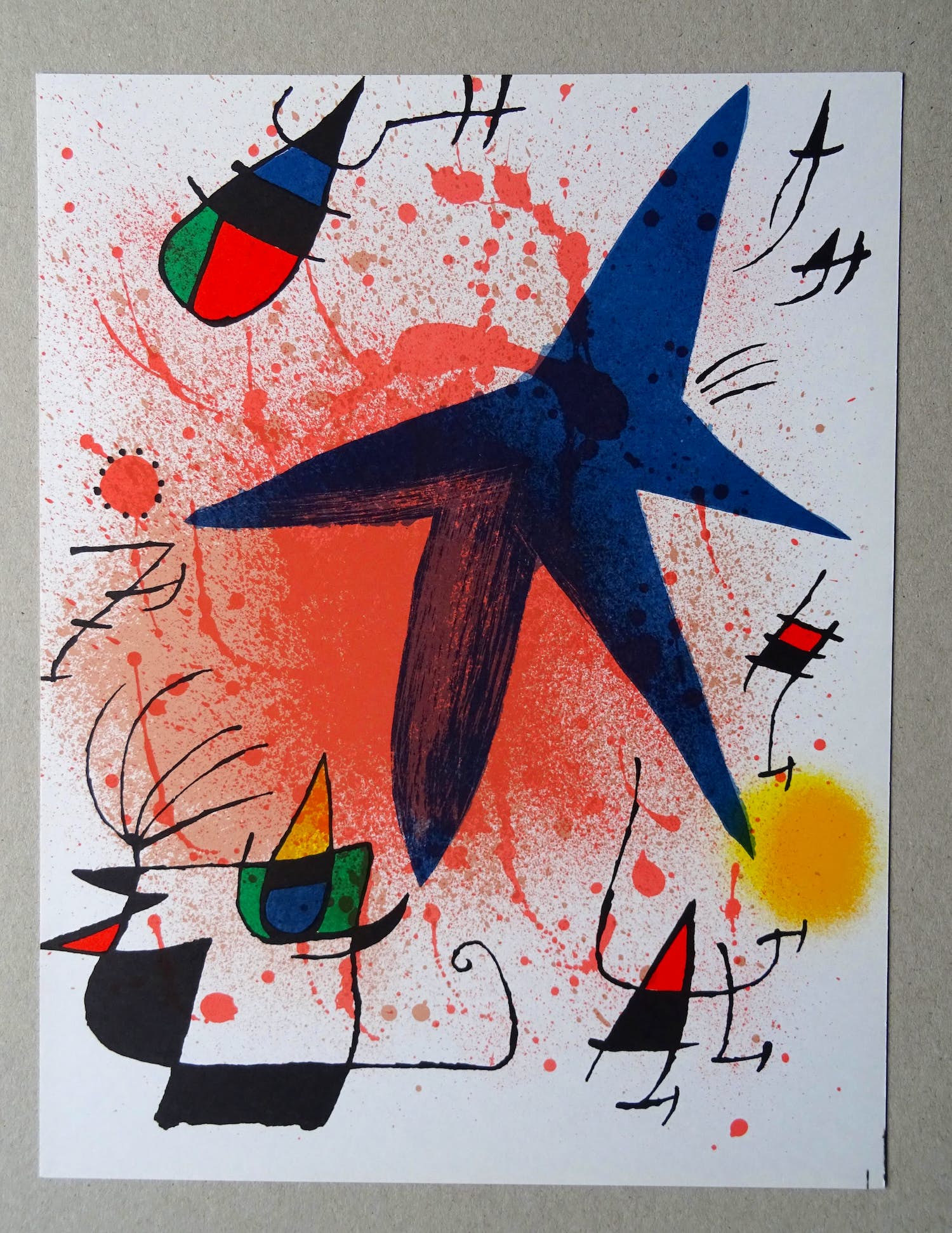 Joan Miro - "L`Astre bleu " , Litografia original I 1972 - Mourlot 857 verkocht voor € 129!