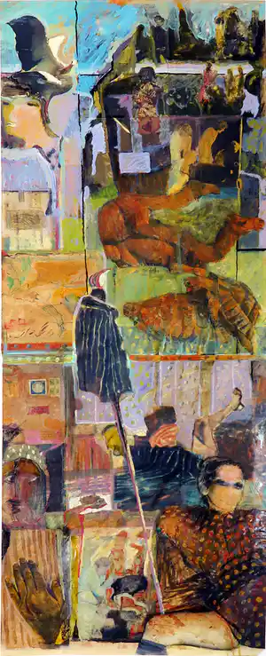 Paul Marcus - Gemengde techniek op kunststof, Collage met kameel en schildpad vendu pour 40€ !