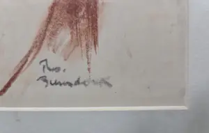 Theo Beerendonk - Roodkrijt. Naakt. Portret vrouw. kopen? Bied vanaf 119!