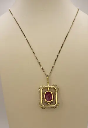 14 karaat geelgouden vintage ketting met hanger – 5,20 karaat robijn kaufen? Bieten Sie von 800!