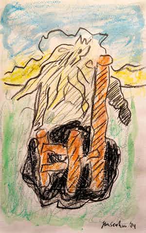 Jan Sierhuis - Tekening krijt acryl verkocht voor € 1!