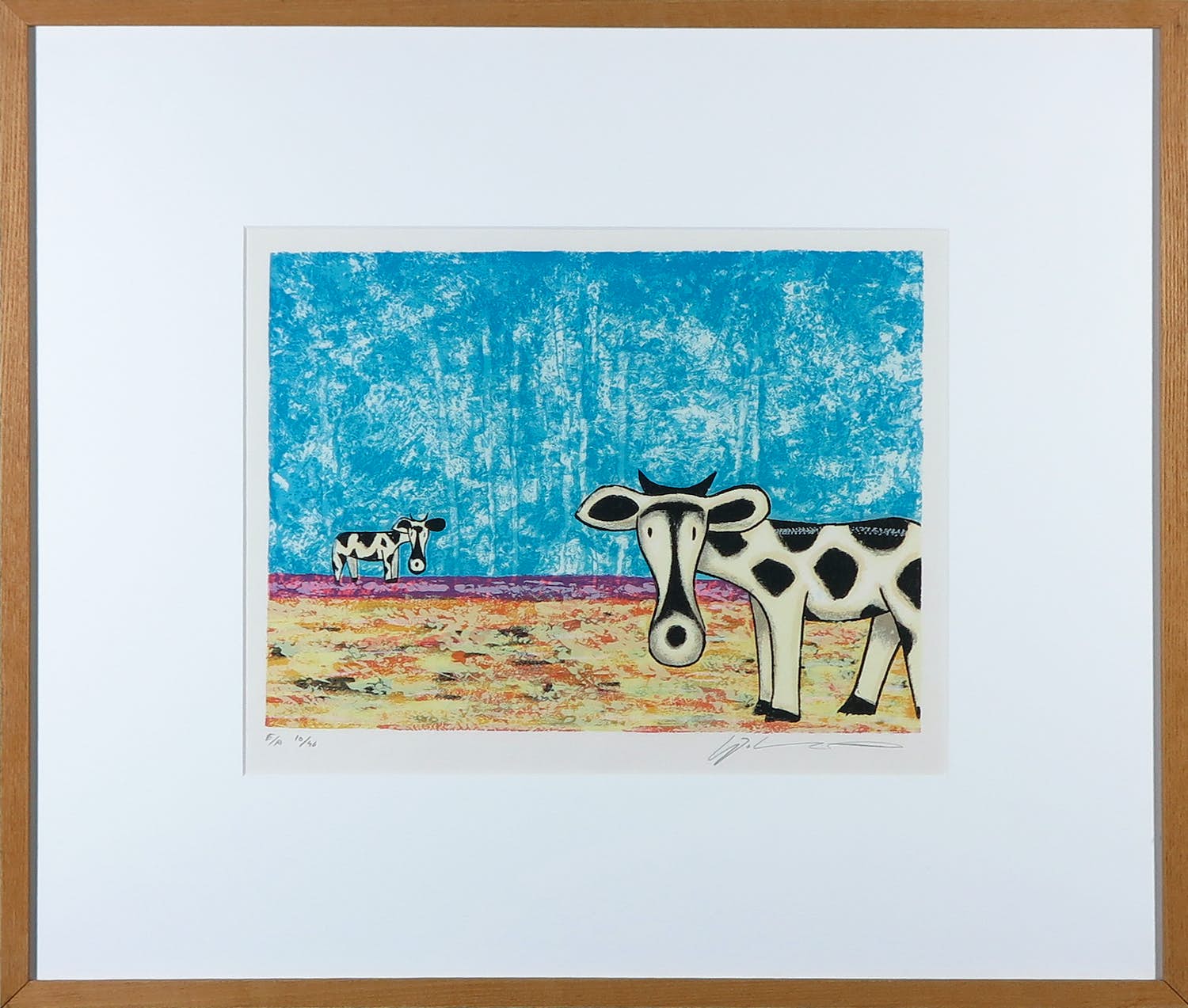 Michiel Molenaar - Zeefdruk, Two Cows - Ingelijst verkocht voor € 50!
