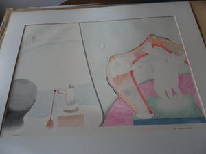 Henri de Haas - Gemende techniek op papier, titel, "De Voyeur". kopen? Bied vanaf 35!