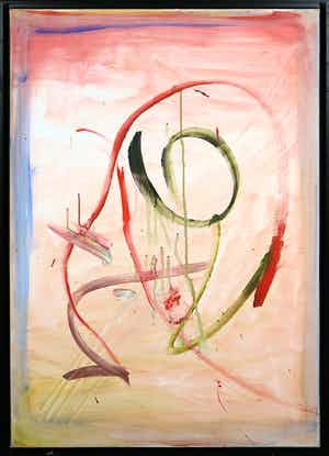 Niet of onleesbaar gesigneerd - Acryl op doek, Zonder Titel - Ingelijst (Groot) verkocht voor € 1!