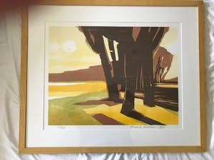 Frank Dekkers - houtsnede van landschap (mooi ingelijst) kopen? Bied vanaf 150!