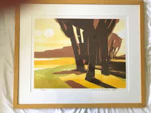 Frank Dekkers - houtsnede van landschap (mooi ingelijst) verkocht voor € 150!